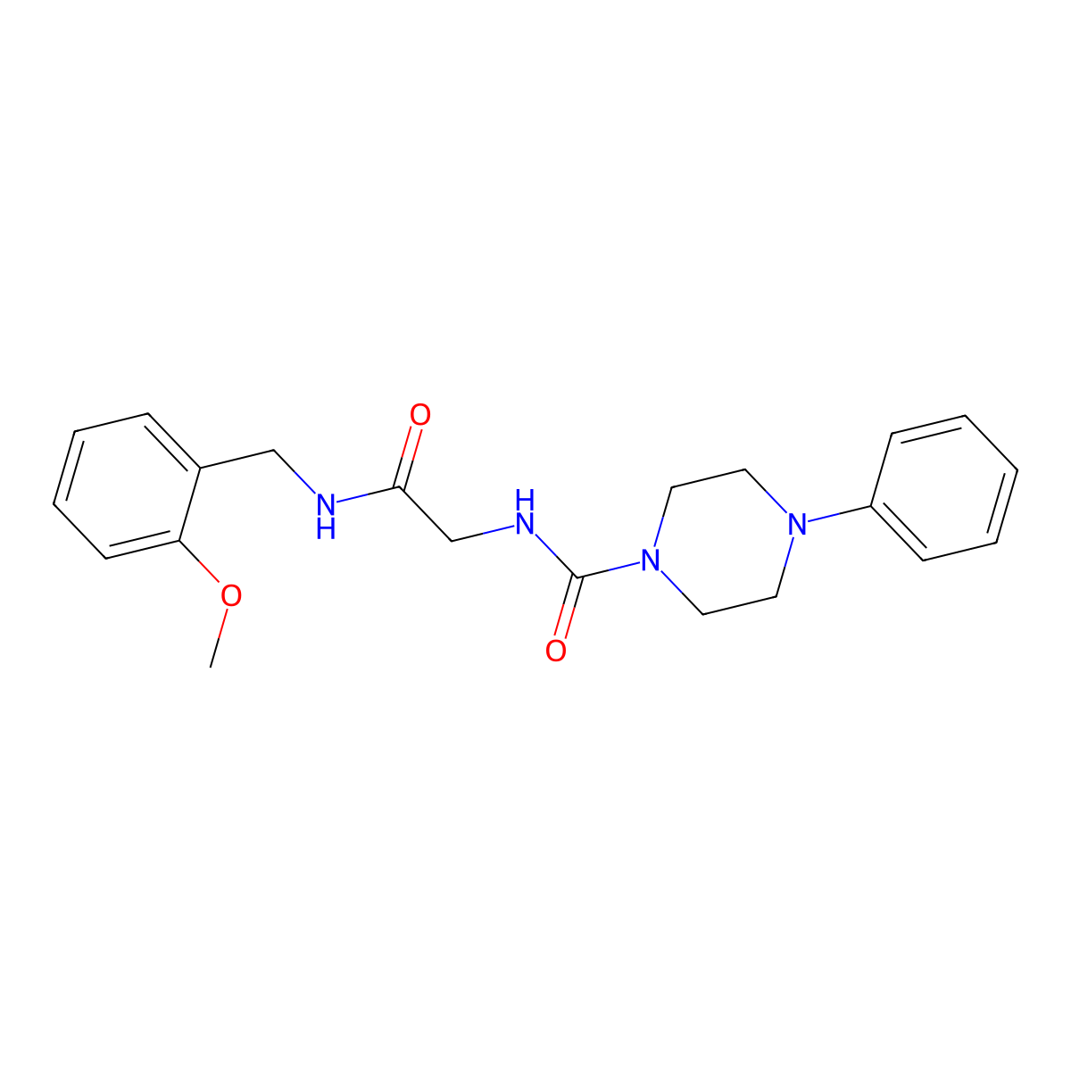 N-{2-[(2-methoxybenzyl)amino]-2-oxoethyl}-4-phenylpiperazine-1-carboxamide molecular structure, CAS 1324089-45-3