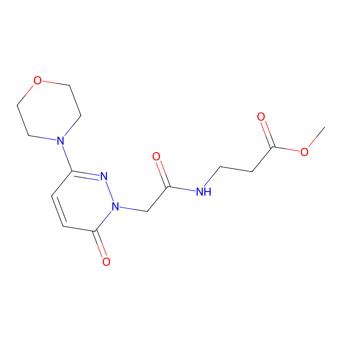 methyl 3-(2-(3-morpholino-6-oxopyridazin-1(6H)-yl)acetamido)propanoate molecular structure, CAS 1324089-48-6