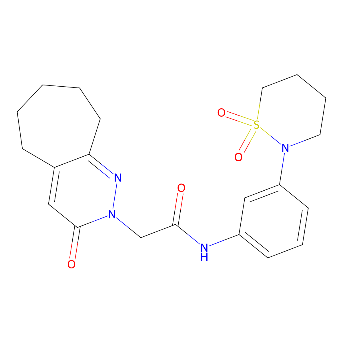 N-[3-(1,1-dioxido-1,2-thiazinan-2-yl)phenyl]-2-(3-oxo-3,5,6,7,8,9-hexahydro-2H-cyclohepta[c]pyridazin-2-yl)acetamide molecular structure, CAS 1324089-68-0