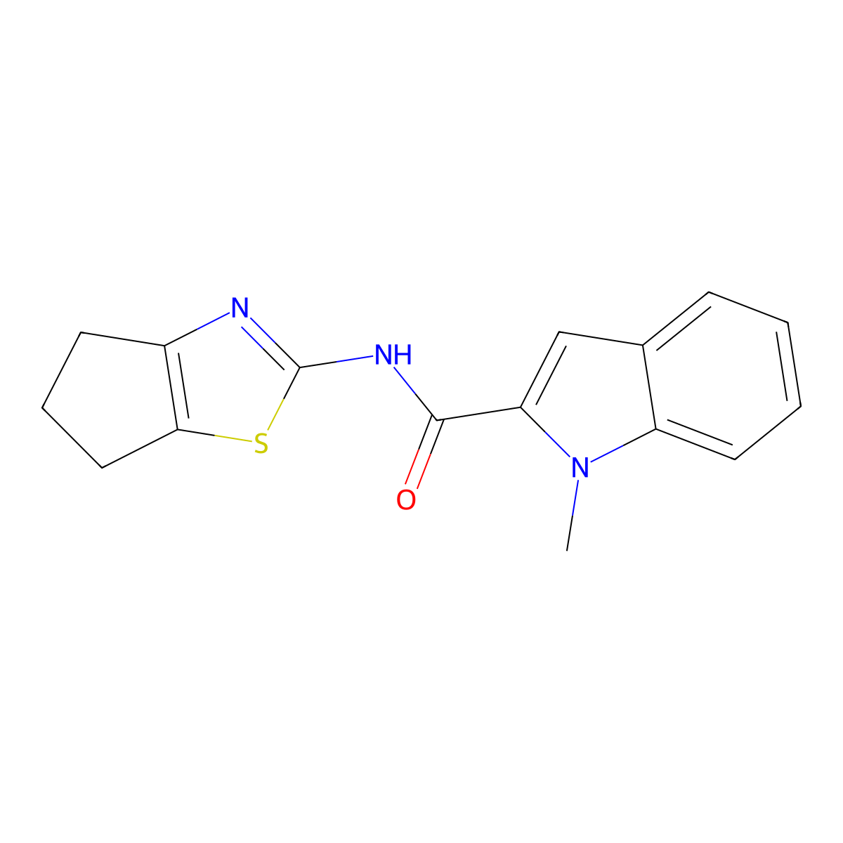 N-(5,6-dihydro-4H-cyclopenta[d]thiazol-2-yl)-1-methyl-1H-indole-2-carboxamide molecular structure, CAS 1324089-73-7