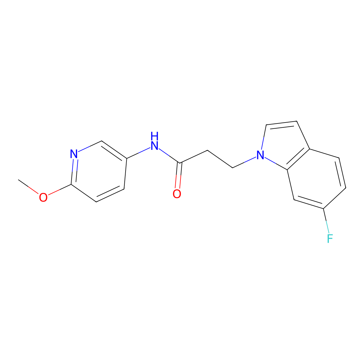 3-(6-fluoro-1H-indol-1-yl)-N-(6-methoxypyridin-3-yl)propanamide molecular structure, CAS 1324089-92-0