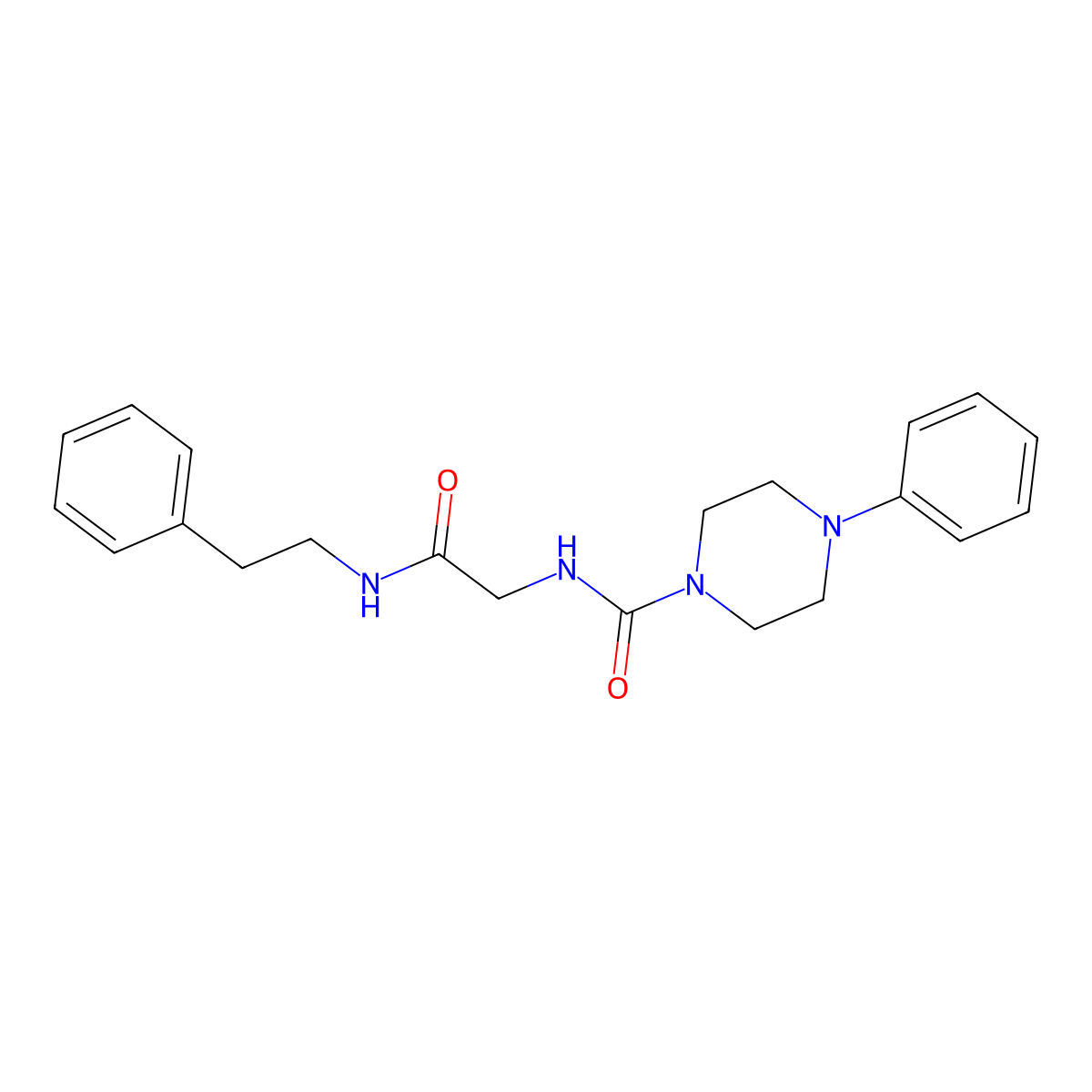 N-{2-oxo-2-[(2-phenylethyl)amino]ethyl}-4-phenylpiperazine-1-carboxamide molecular structure, CAS 1324089-95-3