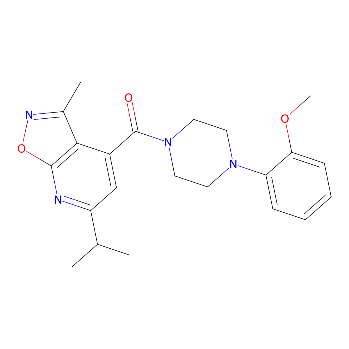 [4-(2-Methoxyphenyl)piperazin-1-yl][3-methyl-6-(propan-2-yl)[1,2]oxazolo[5,4-b]pyridin-4-yl]methanone molecular structure, CAS 1324090-04-1