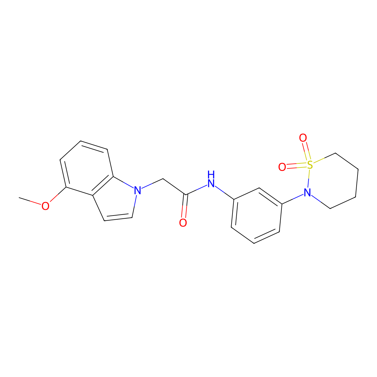 N-[3-(1,1-dioxido-1,2-thiazinan-2-yl)phenyl]-2-(4-methoxy-1H-indol-1-yl)acetamide molecular structure, CAS 1324090-07-4