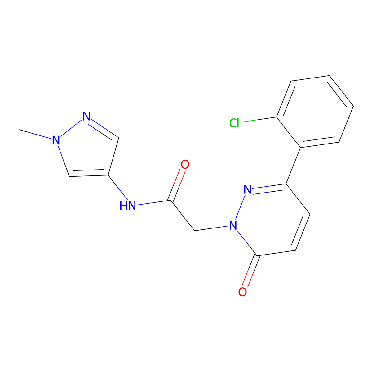 2-[3-(2-chlorophenyl)-6-oxopyridazin-1(6H)-yl]-N-(1-methyl-1H-pyrazol-4-yl)acetamide molecular structure, CAS 1324090-10-9