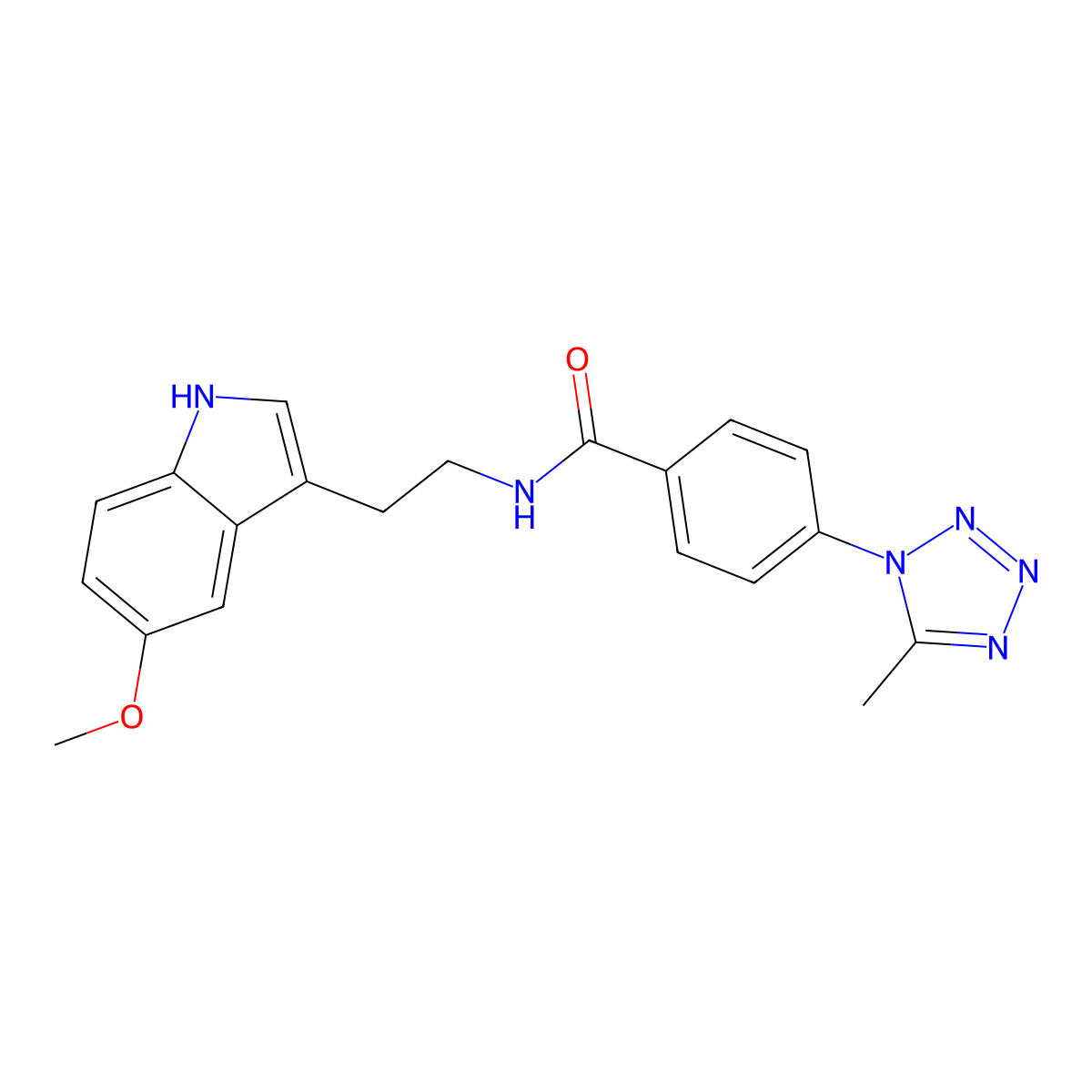 N-[2-(5-methoxy-1H-indol-3-yl)ethyl]-4-(5-methyl-1H-tetrazol-1-yl)benzamide molecular structure, CAS 1324090-30-3