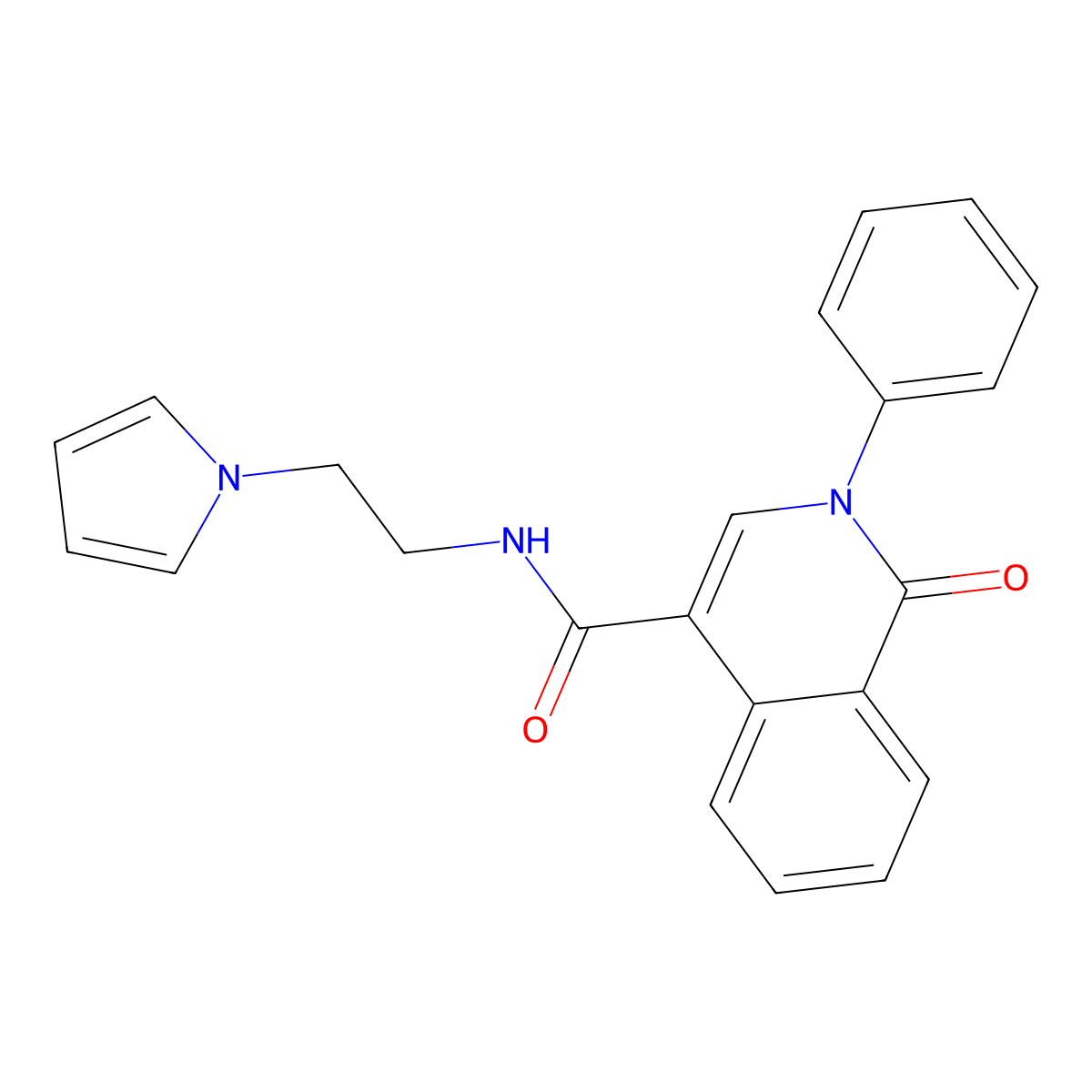 1-oxo-2-phenyl-N-[2-(1H-pyrrol-1-yl)ethyl]-1,2-dihydroisoquinoline-4-carboxamide molecular structure, CAS 1324090-42-7