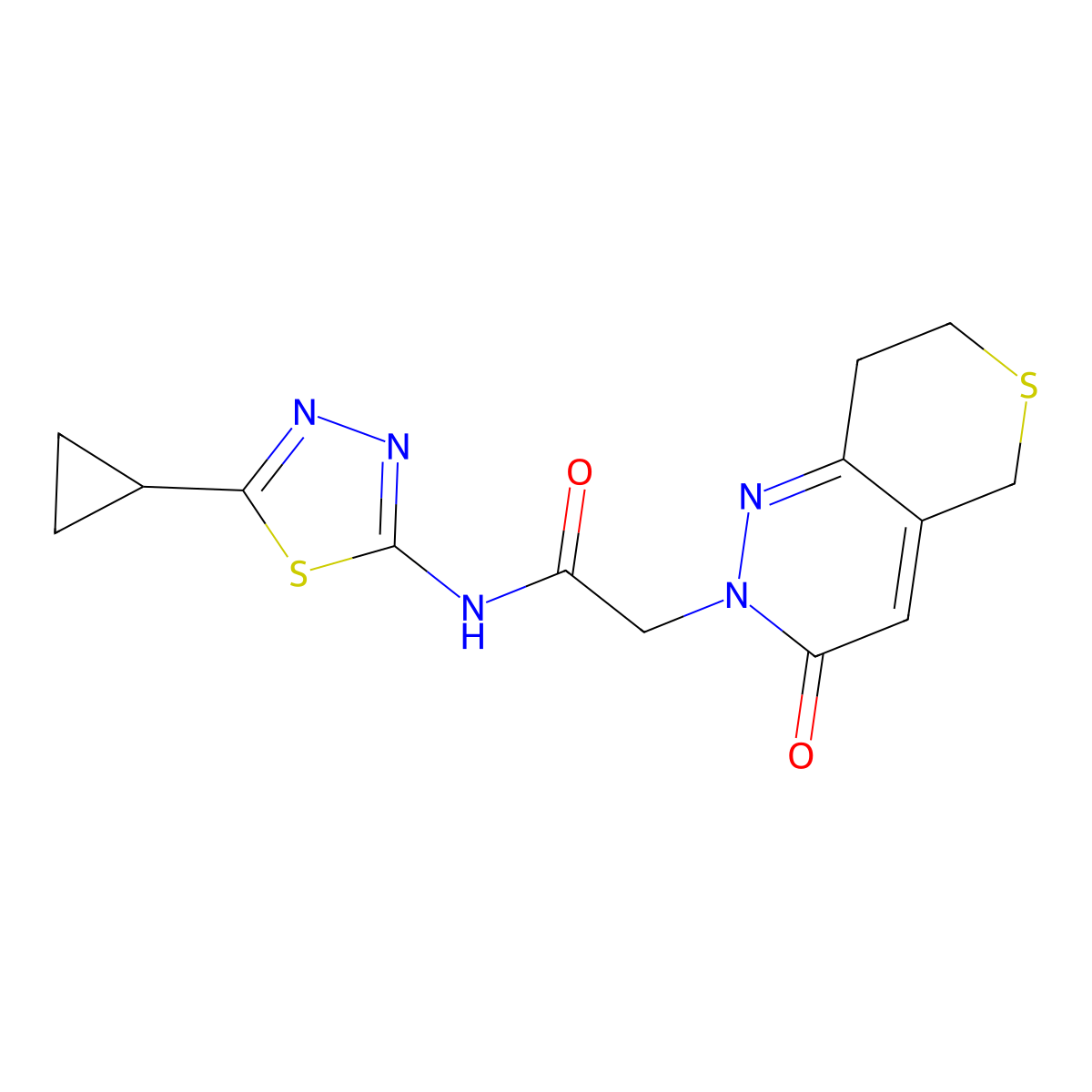 N-(5-cyclopropyl-1,3,4-thiadiazol-2-yl)-2-(3-oxo-3,5,7,8-tetrahydro-2H-thiopyrano[4,3-c]pyridazin-2-yl)acetamide molecular structure, CAS 1324090-46-1