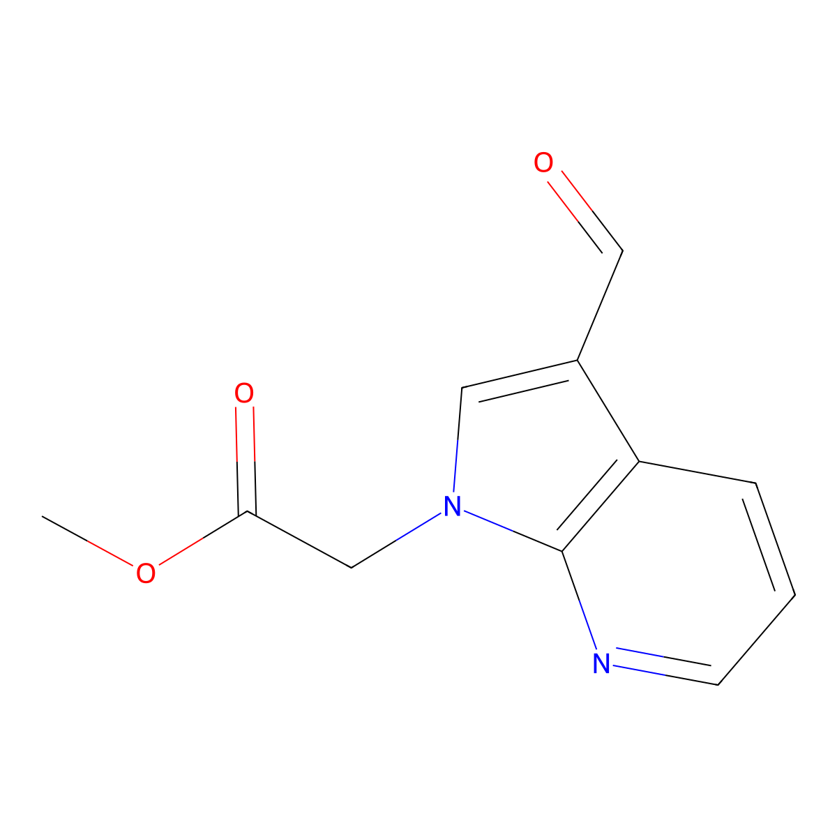methyl 2-(3-formyl-1H-pyrrolo[2,3-b]pyridin-1-yl)acetate molecular structure, CAS 1324090-48-3