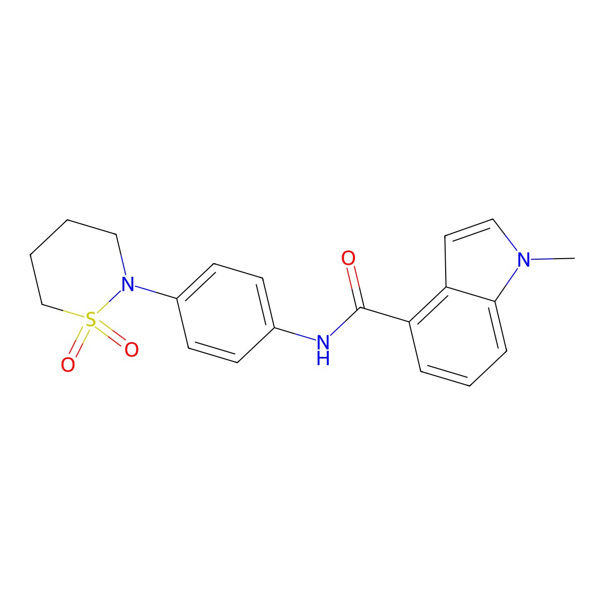 N-[4-(1,1-dioxido-1,2-thiazinan-2-yl)phenyl]-1-methyl-1H-indole-4-carboxamide molecular structure, CAS 1324090-49-4