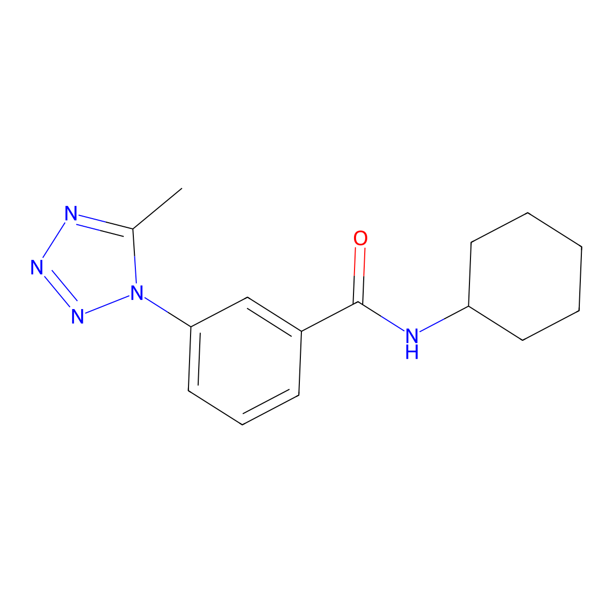 N-cyclohexyl-3-(5-methyl-1H-tetrazol-1-yl)benzamide molecular structure, CAS 1324090-52-9