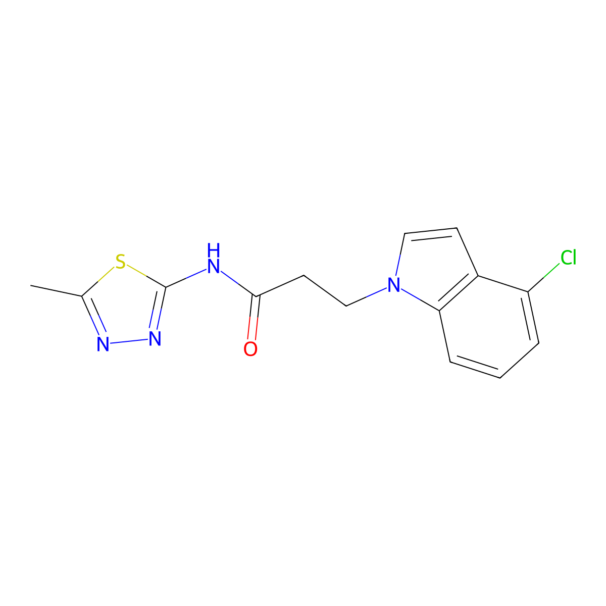3-(4-chloro-1H-indol-1-yl)-N-(5-methyl-1,3,4-thiadiazol-2-yl)propanamide molecular structure, CAS 1324090-61-0
