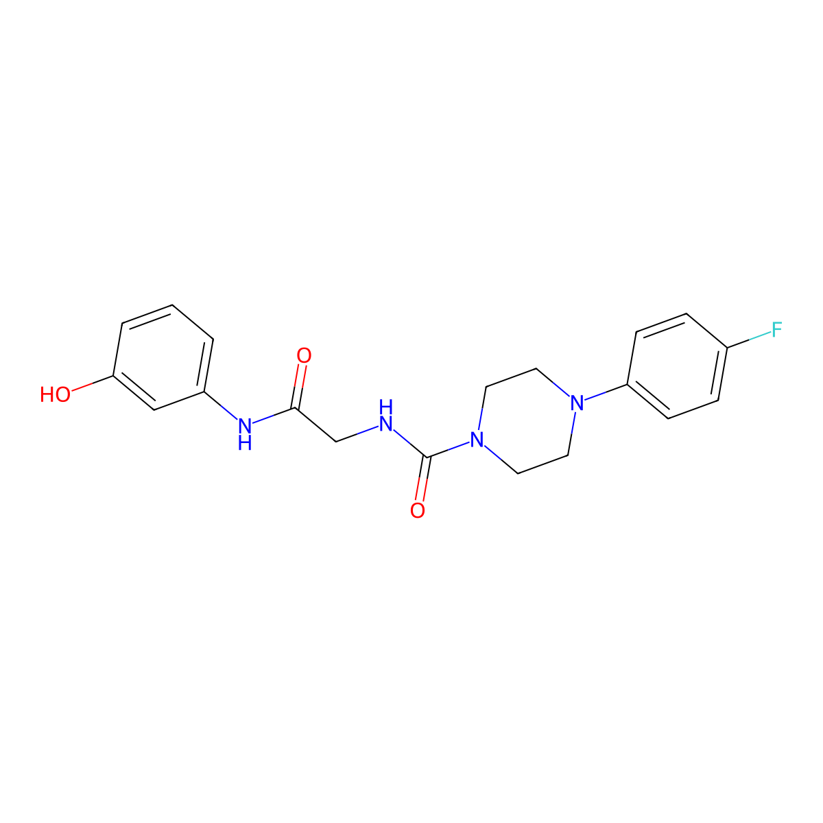 4-(4-fluorophenyl)-N-{2-[(3-hydroxyphenyl)amino]-2-oxoethyl}piperazine-1-carboxamide molecular structure, CAS 1324090-72-3