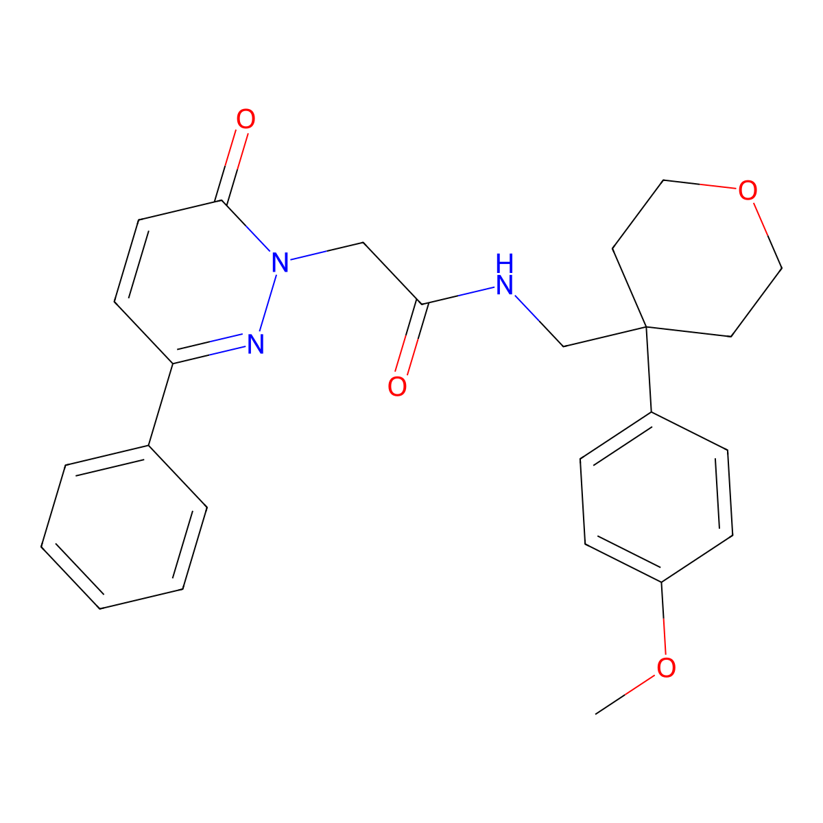 N-{[4-(4-methoxyphenyl)tetrahydro-2H-pyran-4-yl]methyl}-2-(6-oxo-3-phenylpyridazin-1(6H)-yl)acetamide molecular structure, CAS 1324090-74-5