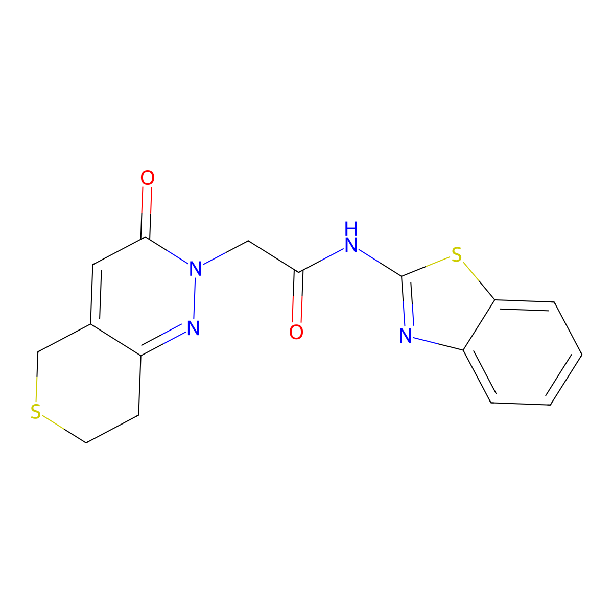N-(1,3-benzothiazol-2-yl)-2-(3-oxo-3,5,7,8-tetrahydro-2H-thiopyrano[4,3-c]pyridazin-2-yl)acetamide molecular structure, CAS 1324090-78-9