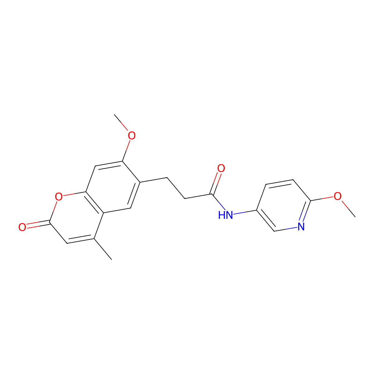 3-(7-methoxy-4-methyl-2-oxo-2H-chromen-6-yl)-N-(6-methoxypyridin-3-yl)propanamide molecular structure, CAS 1324091-37-3