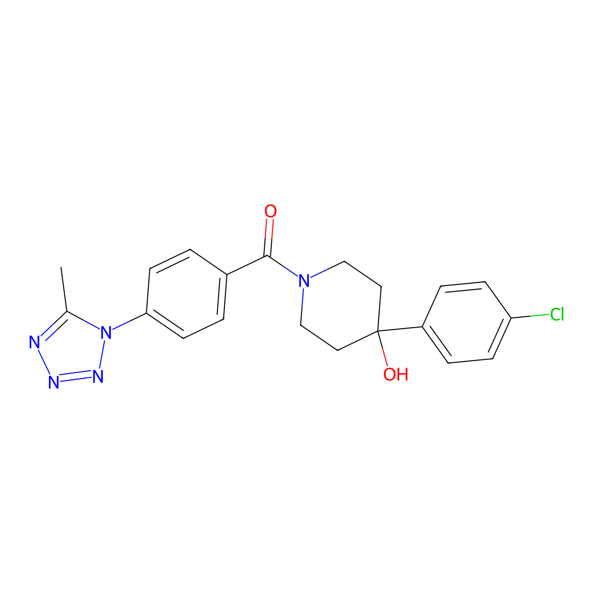 [4-(4-chlorophenyl)-4-hydroxypiperidin-1-yl][4-(5-methyl-1H-tetrazol-1-yl)phenyl]methanone molecular structure, CAS 1324091-41-9