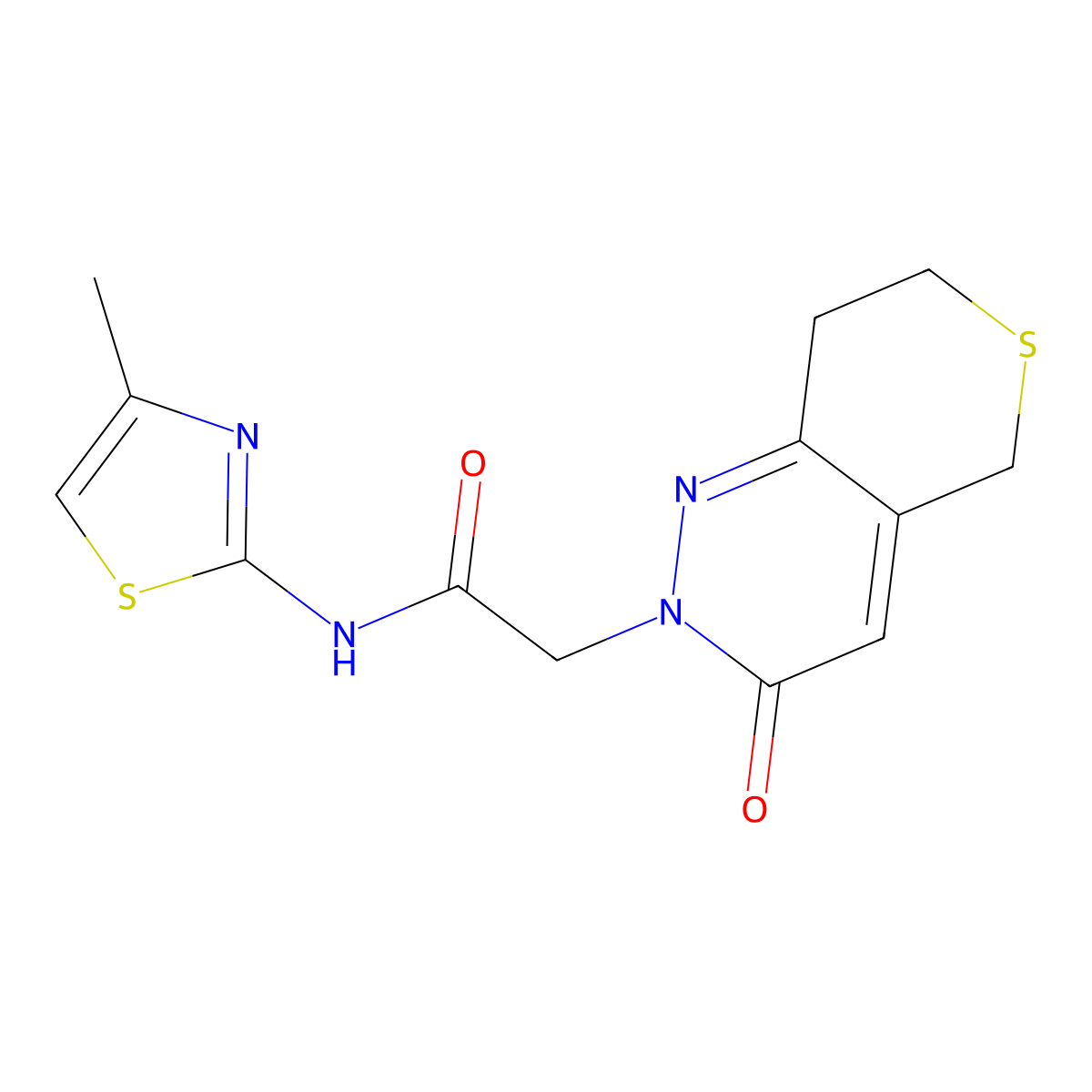 N-(4-methyl-1,3-thiazol-2-yl)-2-(3-oxo-3,5,7,8-tetrahydro-2H-thiopyrano[4,3-c]pyridazin-2-yl)acetamide molecular structure, CAS 1324091-43-1