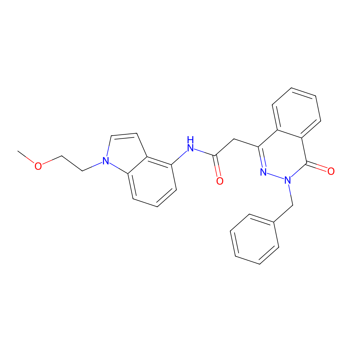 2-(3-benzyl-4-oxo-3,4-dihydrophthalazin-1-yl)-N-[1-(2-methoxyethyl)-1H-indol-4-yl]acetamide molecular structure, CAS 1324091-48-6