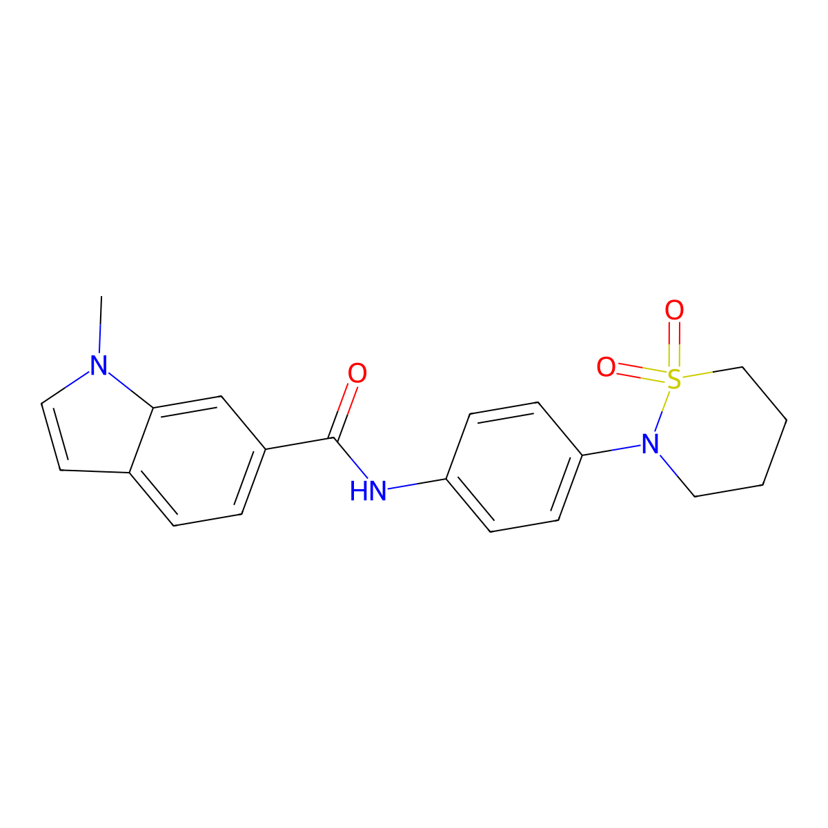 N-[4-(1,1-dioxido-1,2-thiazinan-2-yl)phenyl]-1-methyl-1H-indole-6-carboxamide molecular structure, CAS 1324091-69-1