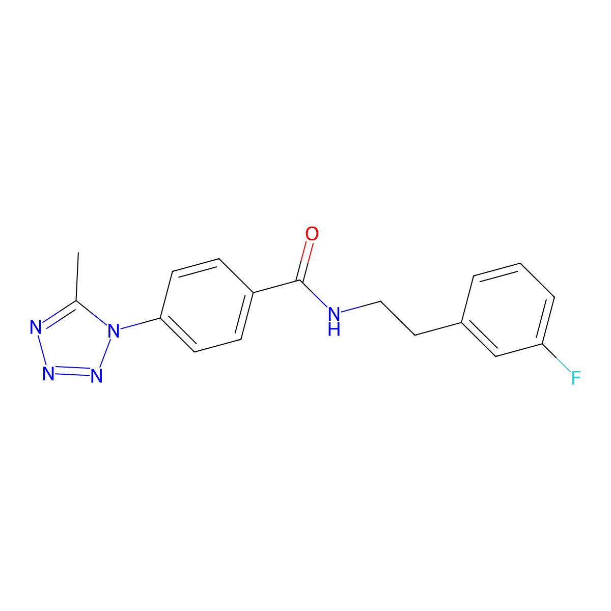N-[2-(3-fluorophenyl)ethyl]-4-(5-methyl-1H-tetrazol-1-yl)benzamide molecular structure, CAS 1324091-76-0