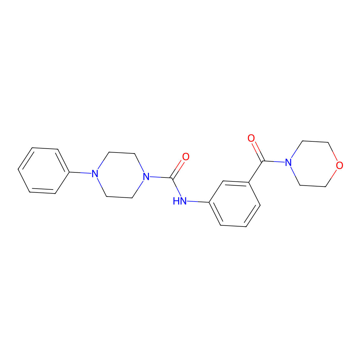 N-[3-(morpholin-4-ylcarbonyl)phenyl]-4-phenylpiperazine-1-carboxamide molecular structure, CAS 1324092-04-7