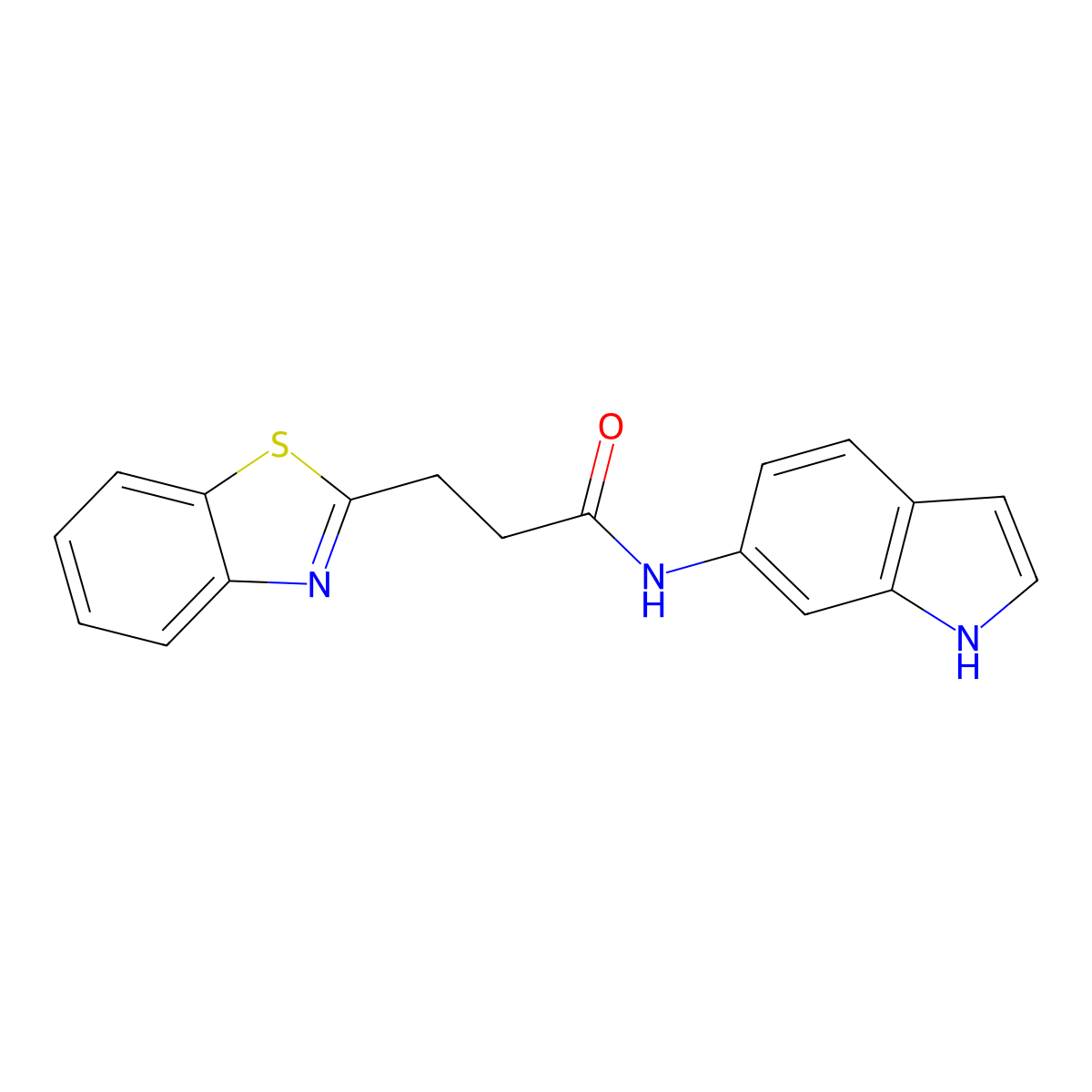 3-(1,3-benzothiazol-2-yl)-N-(1H-indol-6-yl)propanamide molecular structure, CAS 1324092-35-4