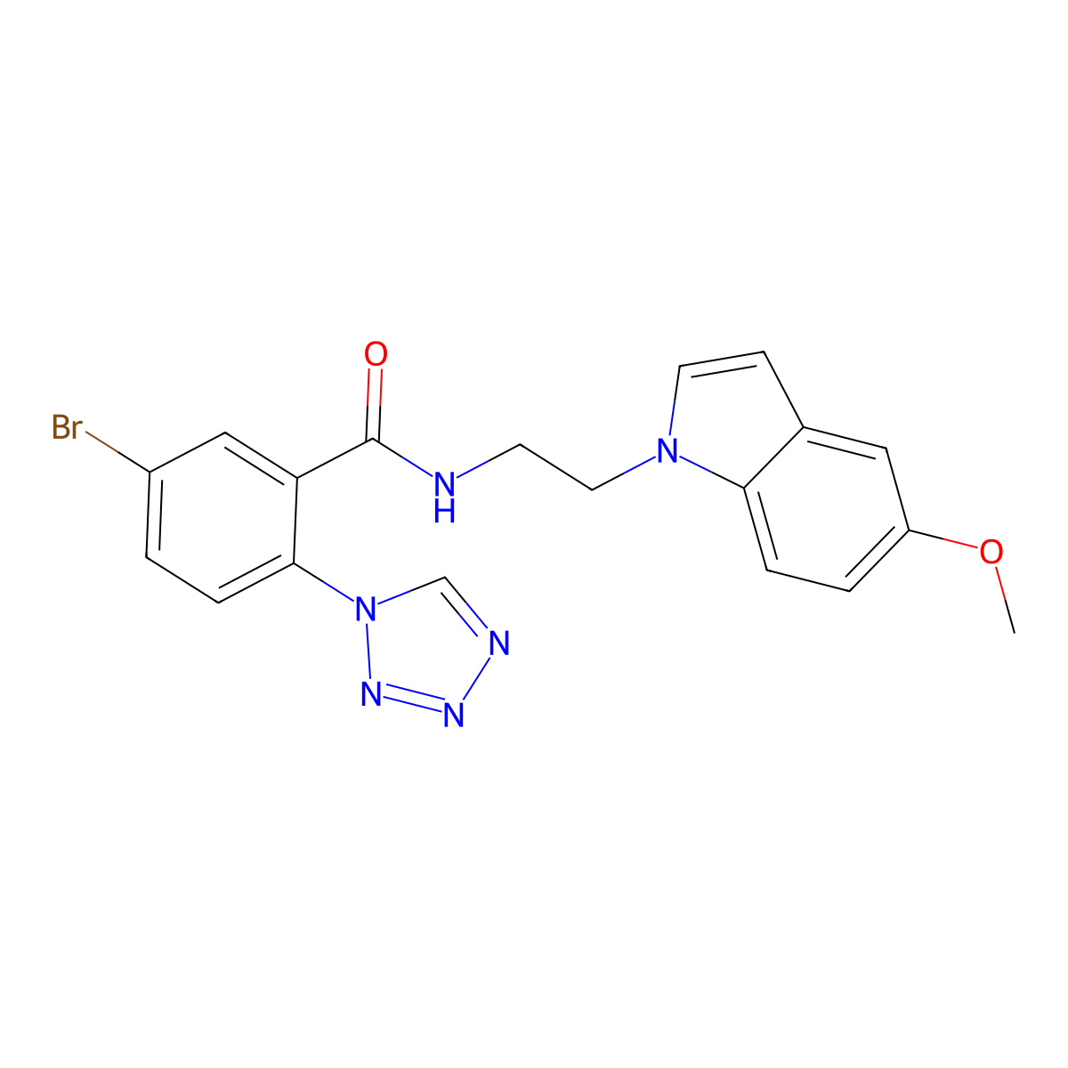 5-bromo-N-[2-(5-methoxy-1H-indol-1-yl)ethyl]-2-(1H-tetrazol-1-yl)benzamide molecular structure, CAS 1324092-53-6