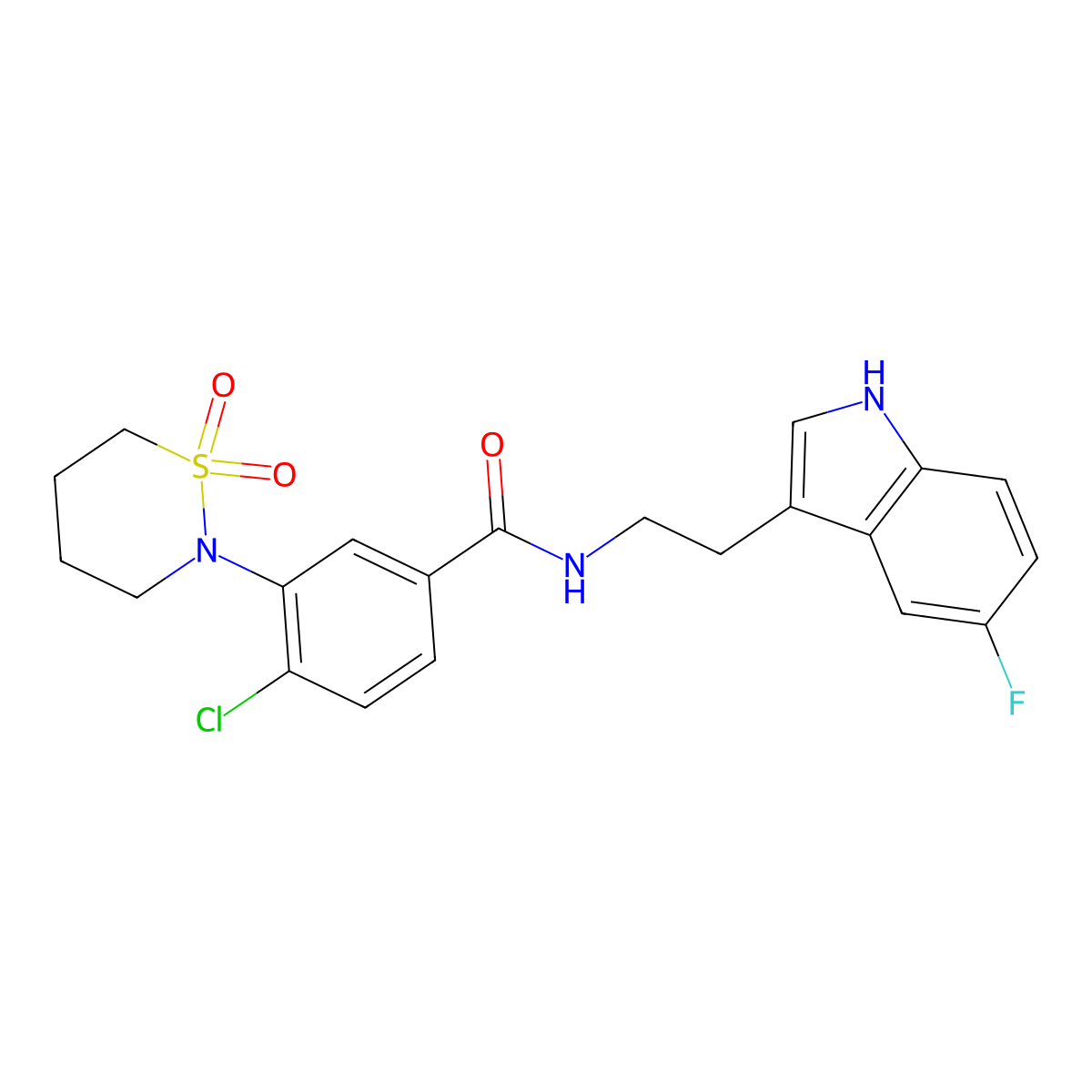 4-chloro-3-(1,1-dioxido-1,2-thiazinan-2-yl)-N-[2-(5-fluoro-1H-indol-3-yl)ethyl]benzamide molecular structure, CAS 1324092-66-1