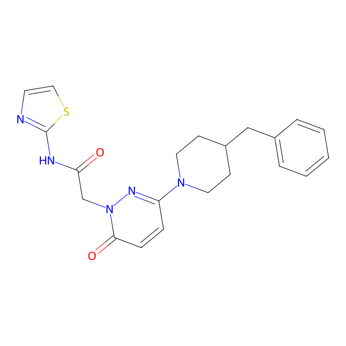2-(3-(4-benzylpiperidin-1-yl)-6-oxopyridazin-1(6H)-yl)-N-(thiazol-2-yl)acetamide molecular structure, CAS 1324092-91-2
