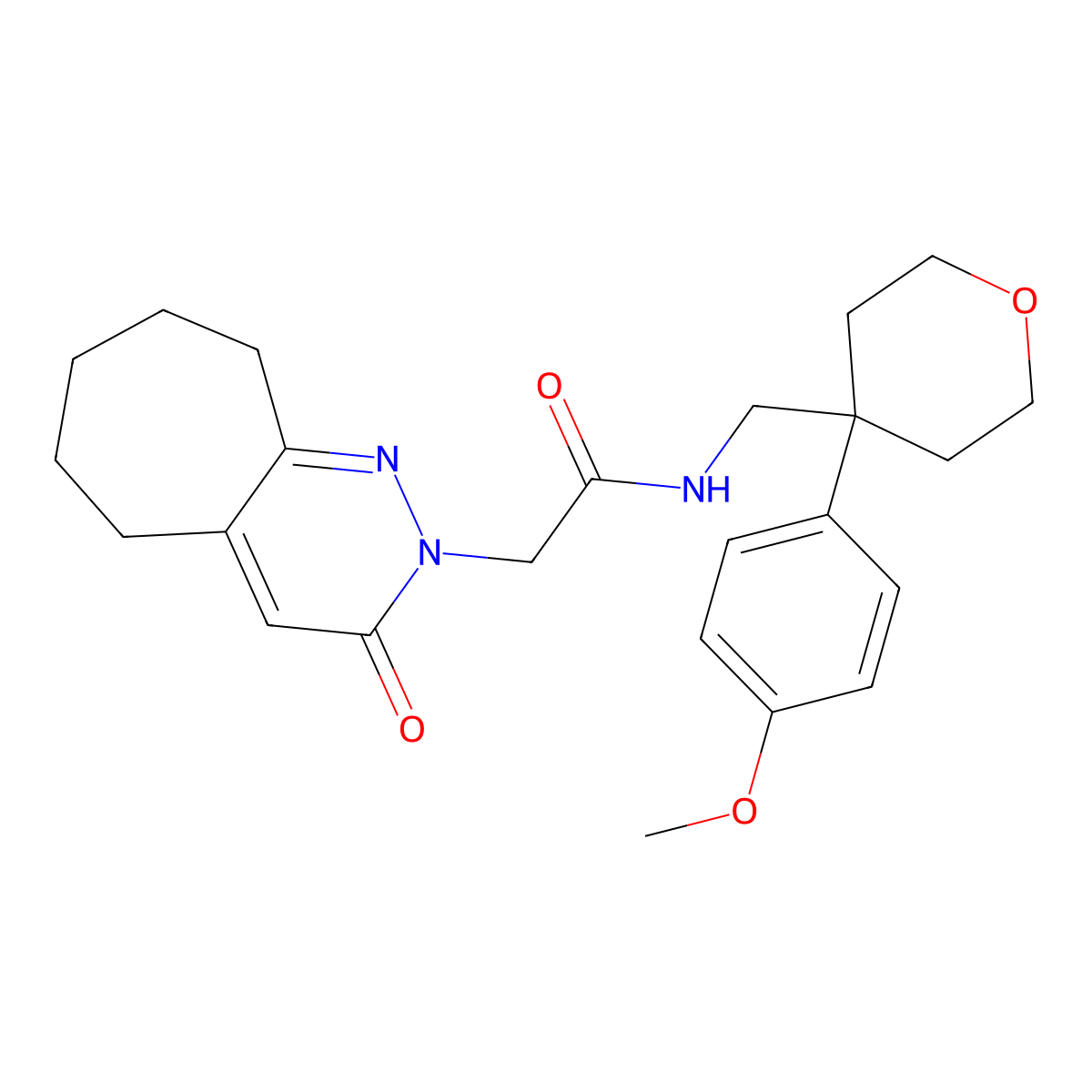 N-{[4-(4-methoxyphenyl)tetrahydro-2H-pyran-4-yl]methyl}-2-(3-oxo-3,5,6,7,8,9-hexahydro-2H-cyclohepta[c]pyridazin-2-yl)acetamide molecular structure, CAS 1324093-06-2