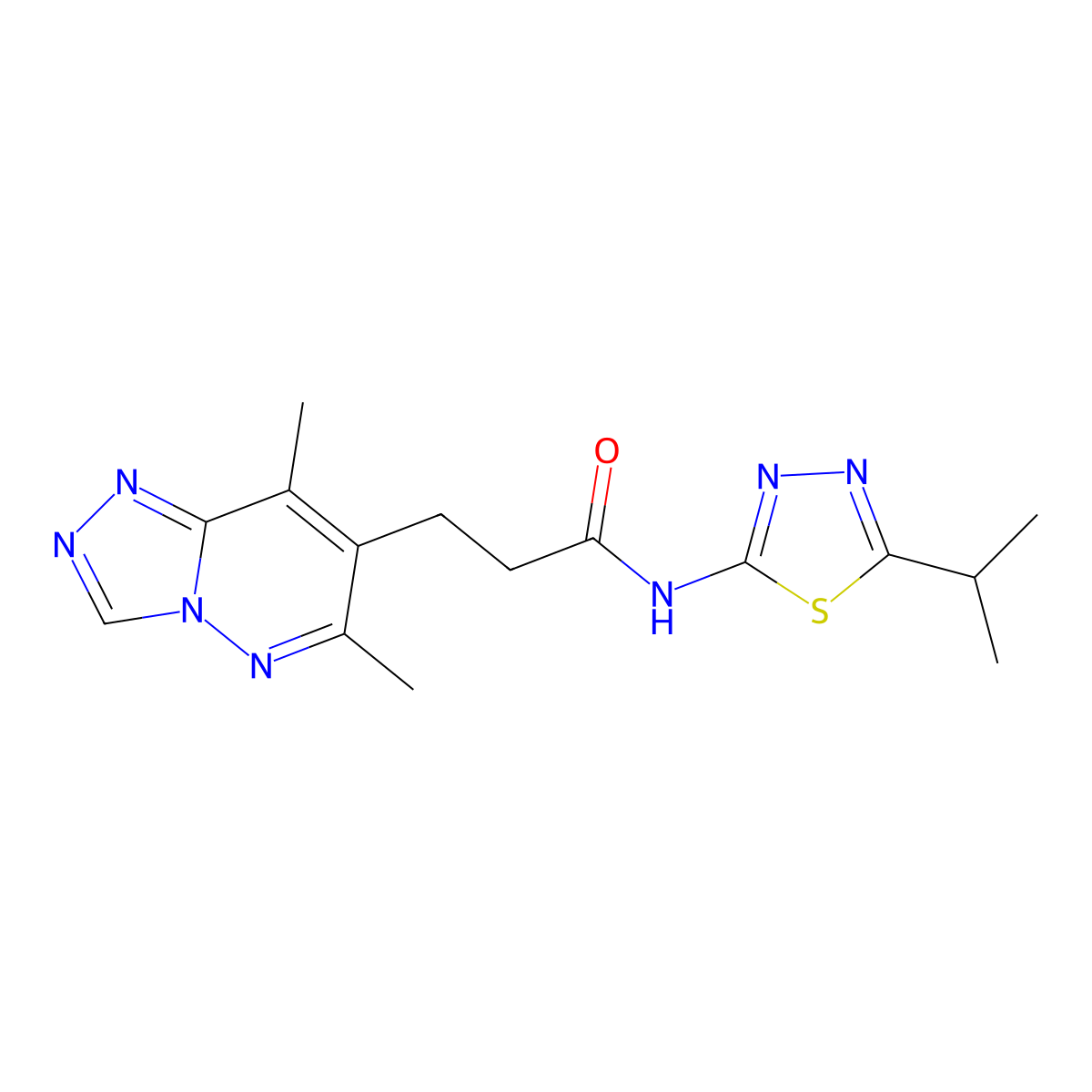 3-(6,8-dimethyl-[1,2,4]triazolo[4,3-b]pyridazin-7-yl)-N-(5-isopropyl-1,3,4-thiadiazol-2-yl)propanamide molecular structure, CAS 1324093-29-9