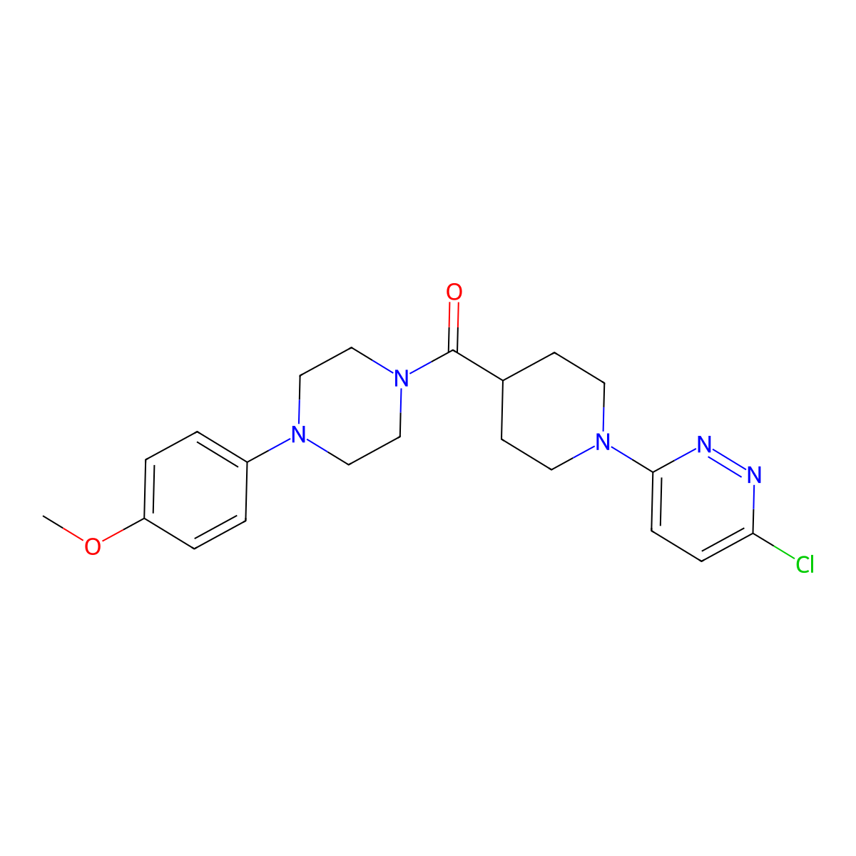 (1-(6-Chloropyridazin-3-yl)piperidin-4-yl)(4-(4-methoxyphenyl)piperazin-1-yl)methanone molecular structure, CAS 1324093-32-4