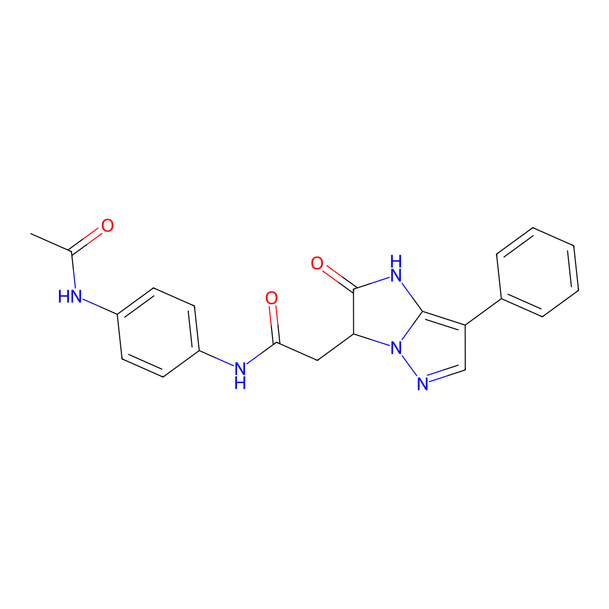 N-[4-(acetylamino)phenyl]-2-(2-oxo-7-phenyl-2,3-dihydro-1H-imidazo[1,2-b]pyrazol-3-yl)acetamide molecular structure, CAS 1324093-37-9