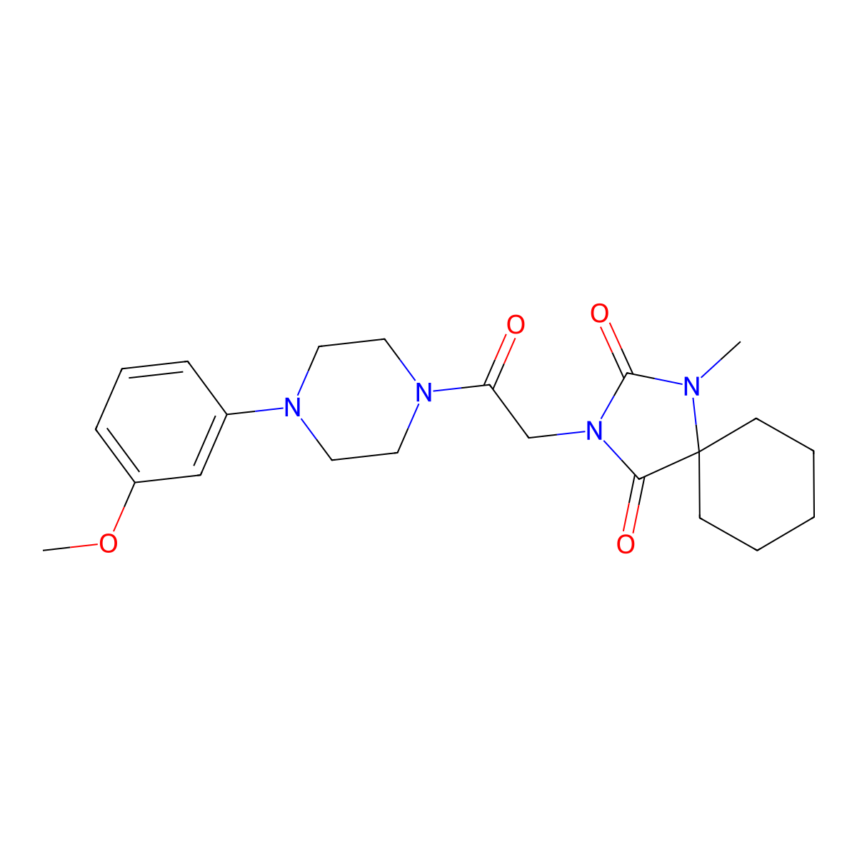 3-{2-[4-(3-Methoxyphenyl)piperazin-1-yl]-2-oxoethyl}-1-methyl-1,3-diazaspiro[4.5]decane-2,4-dione molecular structure, CAS 1324093-41-5