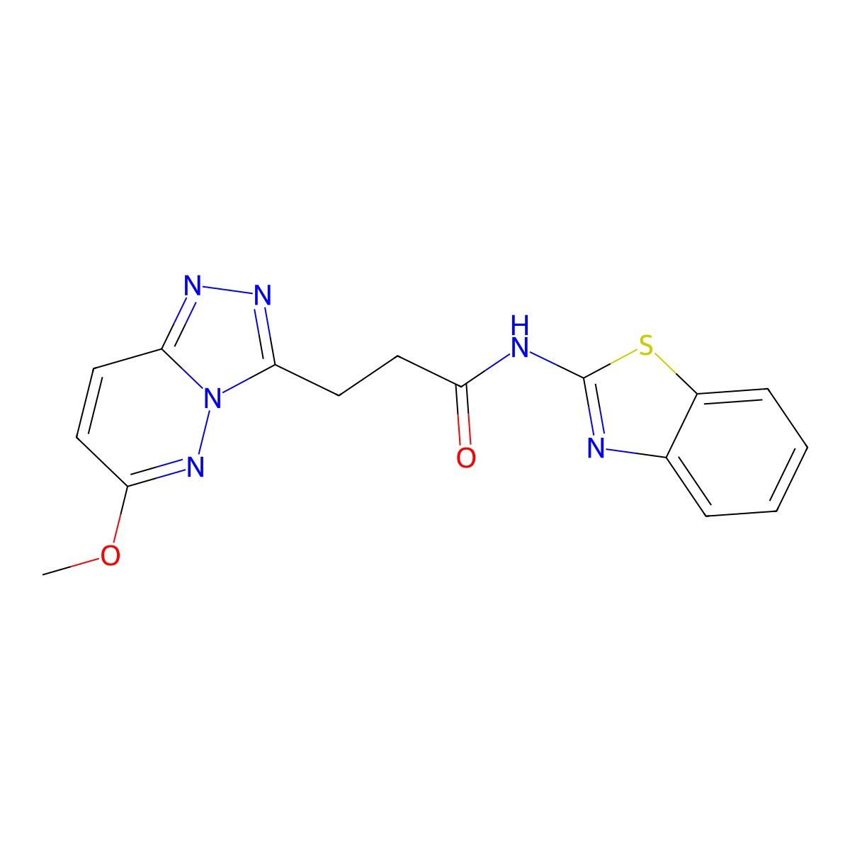 N-(benzo[d]thiazol-2-yl)-3-(6-methoxy-[1,2,4]triazolo[4,3-b]pyridazin-3-yl)propanamide molecular structure, CAS 1324093-45-9