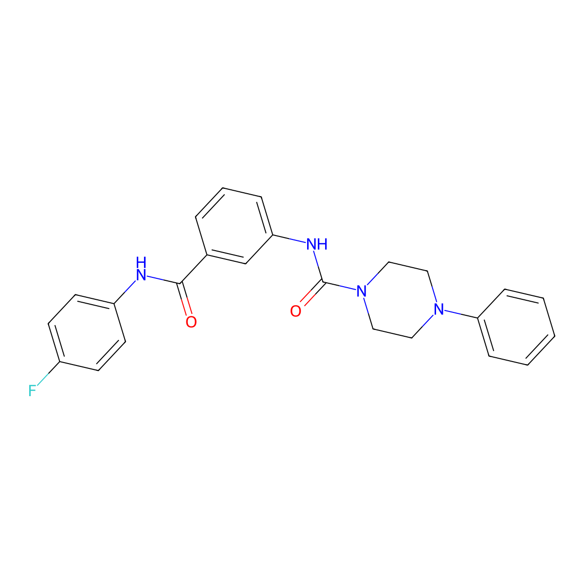 N-{3-[(4-fluorophenyl)carbamoyl]phenyl}-4-phenylpiperazine-1-carboxamide molecular structure, CAS 1324093-67-5