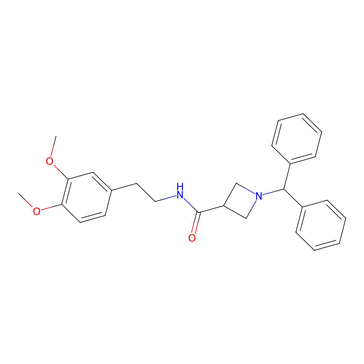 1-benzhydryl-N~3~-(3,4-dimethoxyphenethyl)-3-azetanecarboxamide molecular structure, CAS 1324093-81-3