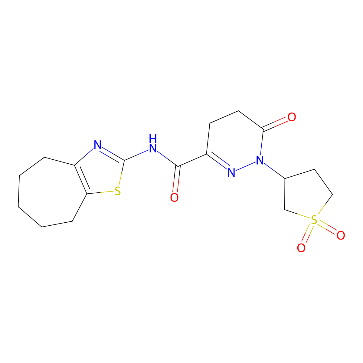 1-(1,1-dioxidotetrahydrothiophen-3-yl)-6-oxo-N-(5,6,7,8-tetrahydro-4H-cyclohepta[d][1,3]thiazol-2-yl)-1,4,5,6-tetrahydropyridazine-3-carboxamide molecular structure, CAS 1324093-95-9