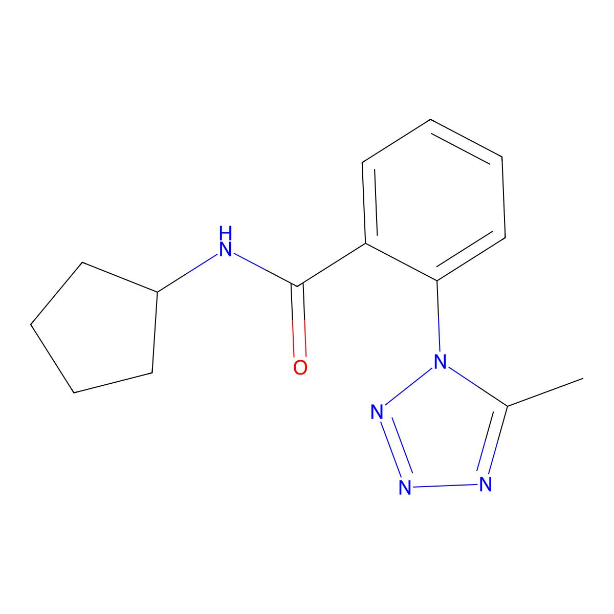 N-cyclopentyl-2-(5-methyl-1H-tetrazol-1-yl)benzamide molecular structure, CAS 1324094-25-8