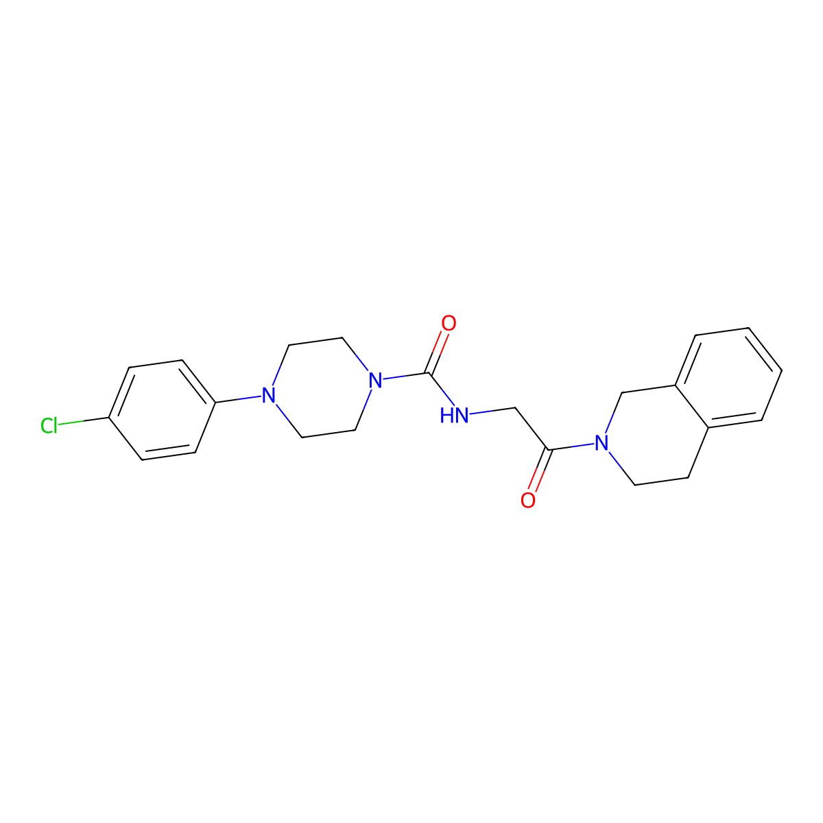 4-(4-chlorophenyl)-N-[2-(3,4-dihydroisoquinolin-2(1H)-yl)-2-oxoethyl]piperazine-1-carboxamide molecular structure, CAS 1324094-46-3