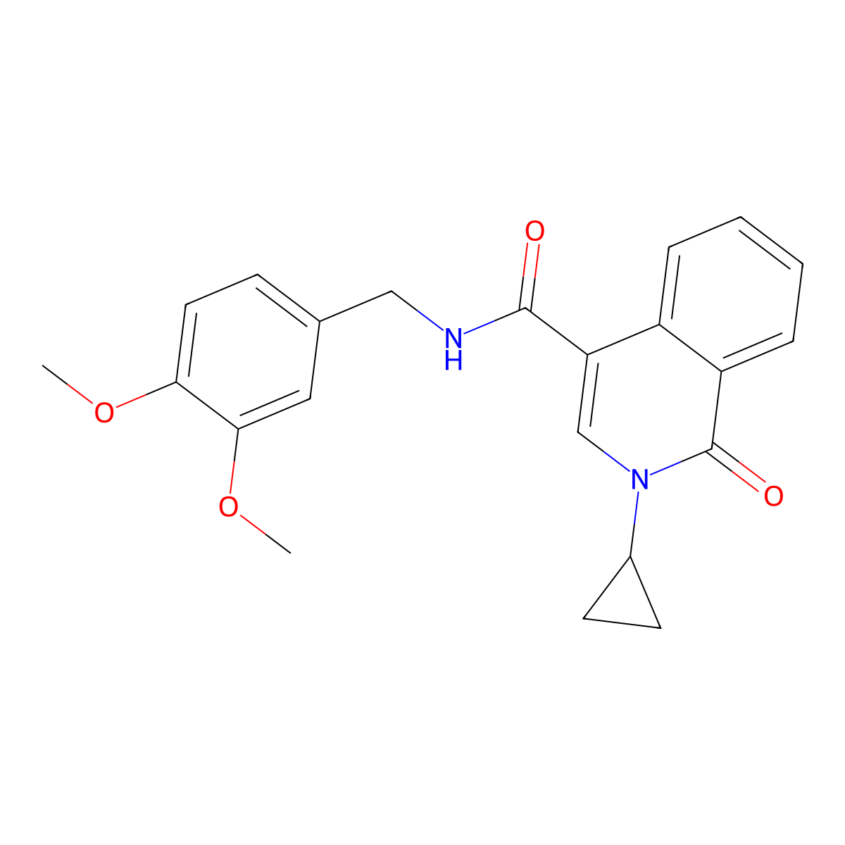 2-cyclopropyl-N-(3,4-dimethoxybenzyl)-1-oxo-1,2-dihydroisoquinoline-4-carboxamide molecular structure, CAS 1324094-48-5