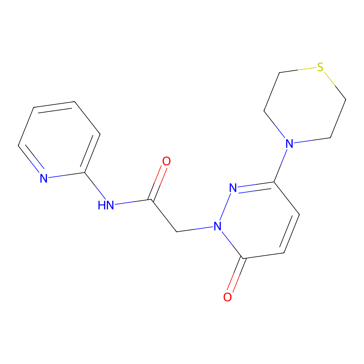 2-[6-oxo-3-(thiomorpholin-4-yl)pyridazin-1(6H)-yl]-N-(pyridin-2-yl)acetamide molecular structure, CAS 1324094-58-7
