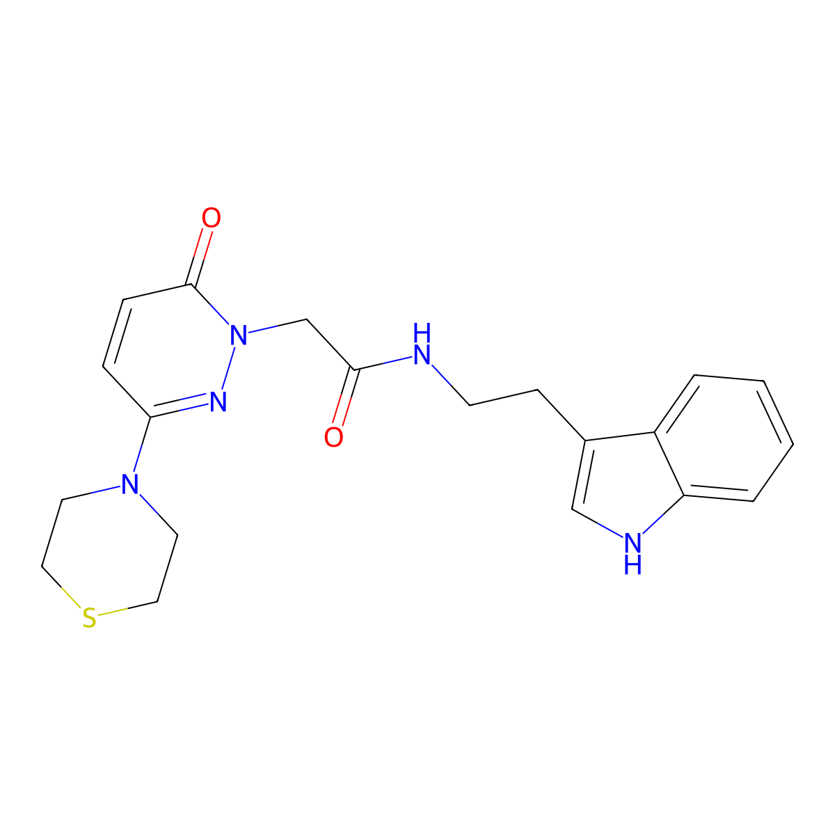 N-[2-(1H-indol-3-yl)ethyl]-2-[6-oxo-3-(thiomorpholin-4-yl)pyridazin-1(6H)-yl]acetamide molecular structure, CAS 1324094-64-5