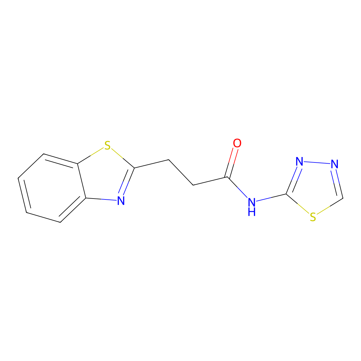 3-(benzo[d]thiazol-2-yl)-N-(1,3,4-thiadiazol-2-yl)propanamide molecular structure, CAS 1324094-75-8