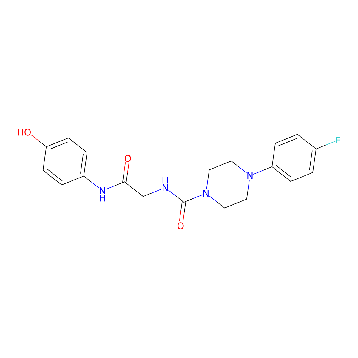 4-(4-fluorophenyl)-N-{2-[(4-hydroxyphenyl)amino]-2-oxoethyl}piperazine-1-carboxamide molecular structure, CAS 1324094-92-9