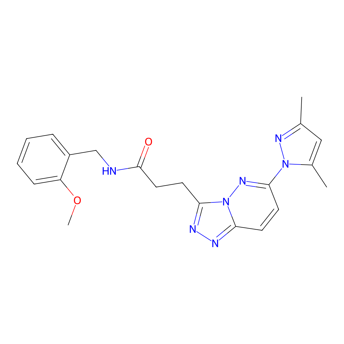 3-[6-(3,5-dimethyl-1H-pyrazol-1-yl)[1,2,4]triazolo[4,3-b]pyridazin-3-yl]-N-(2-methoxybenzyl)propanamide molecular structure, CAS 1324094-98-5