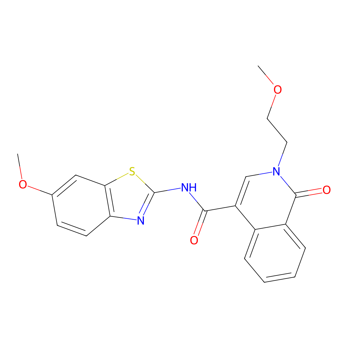 N-(6-methoxy-1,3-benzothiazol-2-yl)-2-(2-methoxyethyl)-1-oxo-1,2-dihydroisoquinoline-4-carboxamide molecular structure, CAS 1324095-01-3