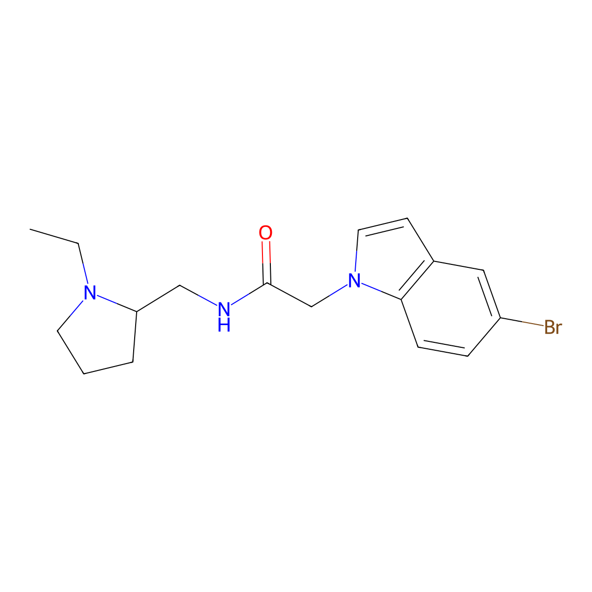 2-(5-bromo-1H-indol-1-yl)-N-[(1-ethylpyrrolidin-2-yl)methyl]acetamide molecular structure, CAS 1324095-02-4