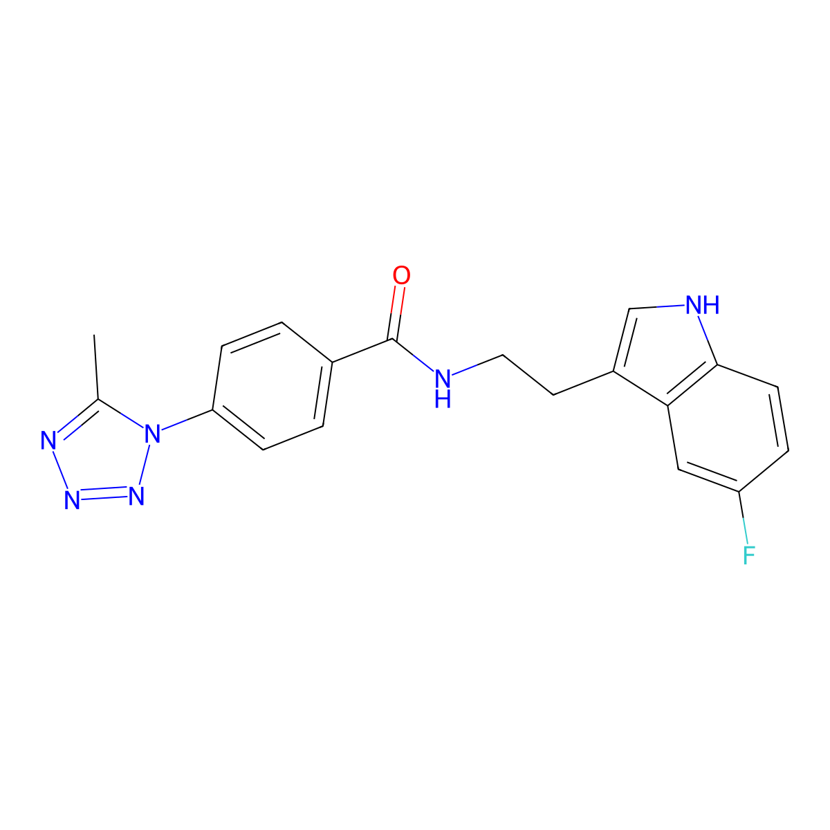 N-[2-(5-fluoro-1H-indol-3-yl)ethyl]-4-(5-methyl-1H-tetrazol-1-yl)benzamide molecular structure, CAS 1324095-25-1